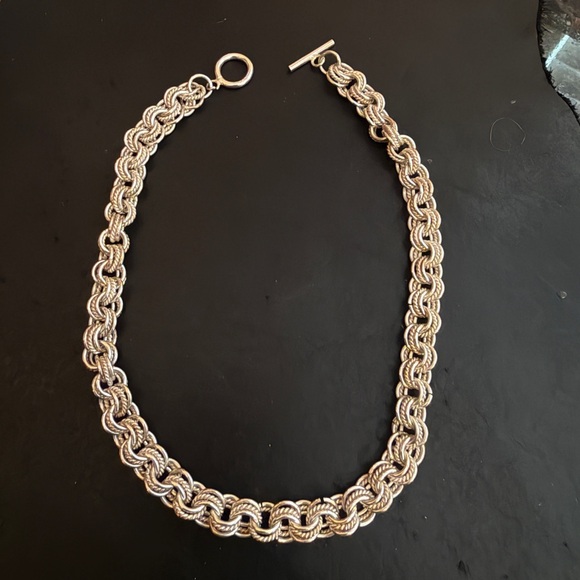 Sterling Silver 925 Triple Row Rolo Necklace Toggle Closure 16.25 Inches 70Grams - Picture 8 of 11